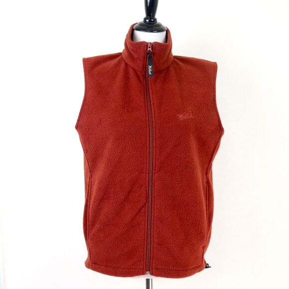 Woolrich Mens S Full Zip Fleece Vest Sweater Brick Burnt Orange - Picture 2 of 10